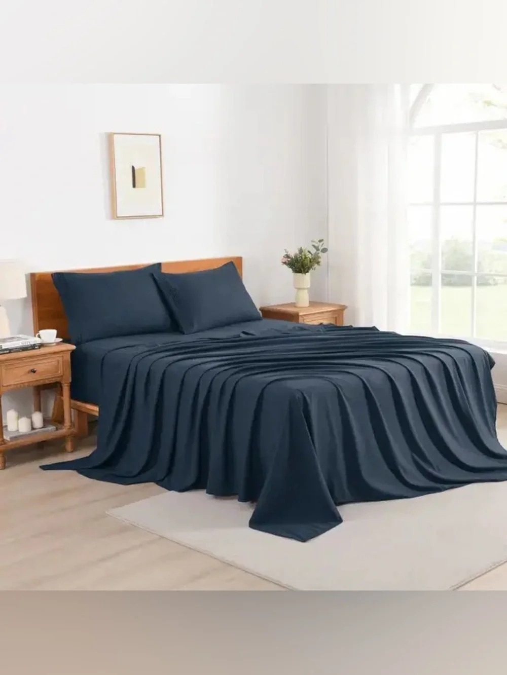 Navy blue king size 4 piece sheet set